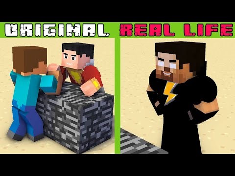 Steve Become Herobrine in Shazam Challenge ⚡ | Original vs Real Life | Minecraft Animation