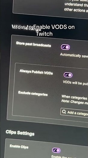 How to enable VODS on Twitch #twitch #streamertwitch #streameradvice