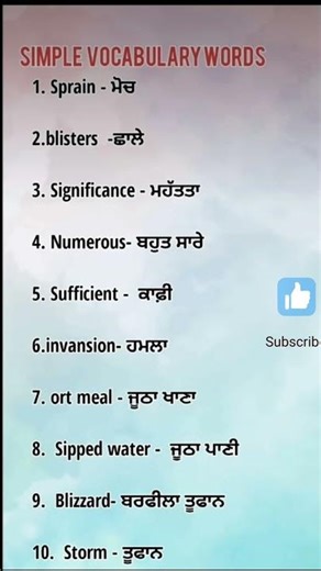 Daily Use English Words with Punjabi Translation | Lesson 8