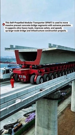 Massive Precast Concrete Bridge Transport | SPMT Heavy Equipment in Action