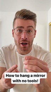 Modern Builds on Instagram: "How to hang a mirror… no tools required, w/ @ookhardware MONKEY HOOKS. Just push the sharp point through the drywall and let the hook do the work! The Monkey Hooks I used are rated for 35 lbs which worked great for my DIY Abstract mirror 😁 full build tutorial coming soon! #sponsored - GIVEAWAY: we’re picking 3 winners in 48 hours to win a @ookhardware prize pack! USA only, just leave a like and comment on this post to enter, good luck - #mirror #picture #wallart #ga