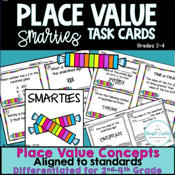 Place Value Task Cards Math Station 3rd 4th Grade, Smarties Place Value Game