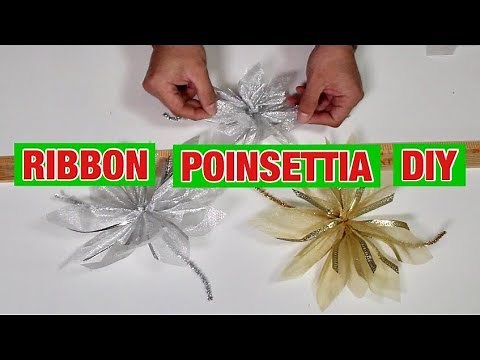 Christmas DIY / Dollar Tree Ribbon Poinsettias / Budget Christmas Decor