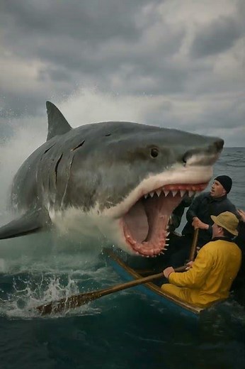Giant Great White Shark attacks Fishing Boat #shark #animalattacks #wildlife #ocean #whiteshark