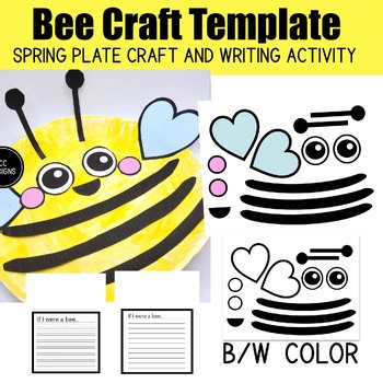 Bee Craft Template -  Bee Writing Prompt and Paper Plate Craft