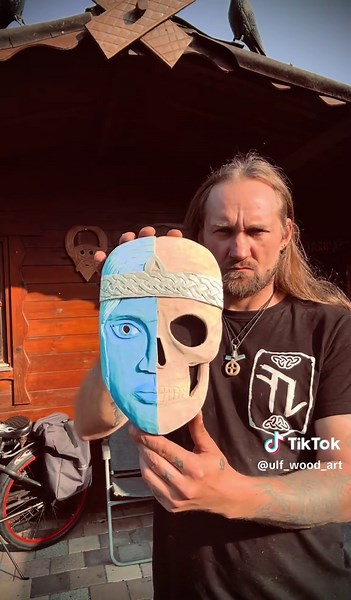 Norse Pagan Hel Mask Wood Art Creation