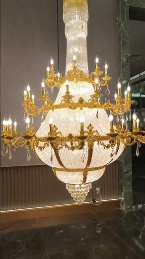 Luxury Gold Empire Crystal Chandelier | Perfect for High Ceiling Villa ✨ #light #crystal