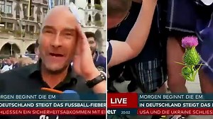 Excited Scotland fans party in the sky with bagpipes en route to Munich