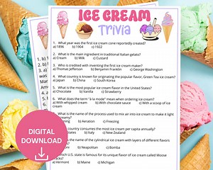 Ice Cream Trivia Game,printable Ice Cream Party Game for Kids & Adults,dessert Party Quiz, Ice Cream Themed Birthday, Party Activity Idea - Etsy