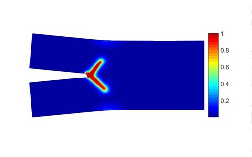 隐式动力学（HHT，有限元）计算超弹性材料的动态相场断裂问题，matlab，结果不是很酷