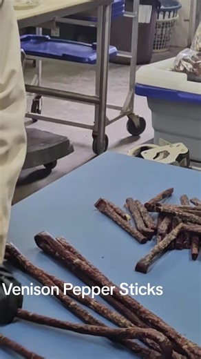 Cutting Venison Pepper Sticks for Packaging