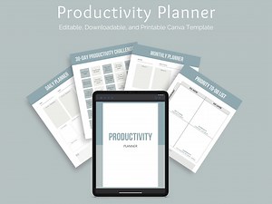 Productivity Planner Canva Template | 14-page Digital Planner | Daily and Weekly To-do Lists, Monthly Planner, Pomodoro Tracker & More - Etsy Canada