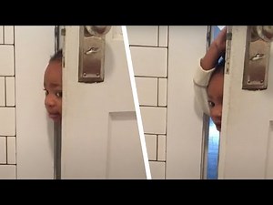 Little girl rushes into the bathroom, her mother can't help but laugh