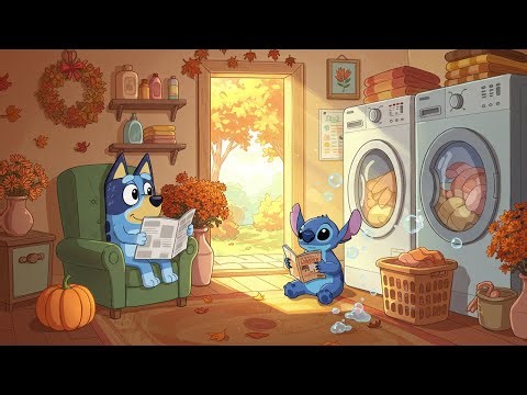 Stitch & Bluey Autumn Laundry Vibes 🧺 Gentle Lofi Beats to Focus, Relax & Enjoy the Season 🍂