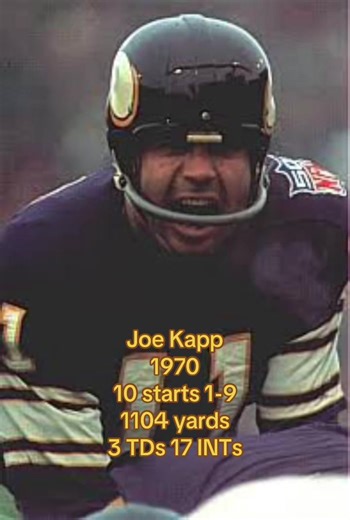 “Worst QB seasons of all time” college football HOF and Canadian Football HOF legend Joe Kapp. Very odd end to an otherwise great career. He led the Vikings to a Super Bowl in 1969 where they fell to the Chiefs. The Vikings didn’t resign him and then he went to a god awful the Patriots in 1970. A contract dispute and the selection of Heisman Trophy Winner Jim Plumkett in the 1971 Draft ended his career. He never played again. #nfl #warrior #legend #11 #fypage