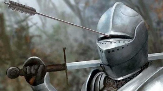Medieval Knight with Arrow In Eye Slot | Know Your Meme
