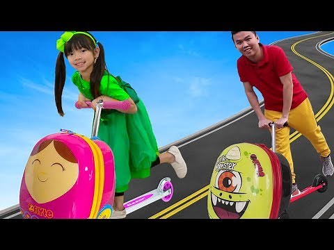 Emma Pretend Play w/ Luggage Suitcase Scooter Ride On Toy