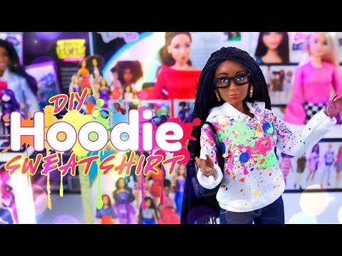 DIY - How to Make: Doll Hoodie Sweatshirt PLUS Paint Splatter Effect & Mini Room