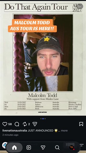 Malcolm Todd Aus tour announced! #tour #triplej #austour #malcolmtodd | malcolm todd