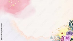 Elegant watercolor floral frame with a floral border. Widescreen video