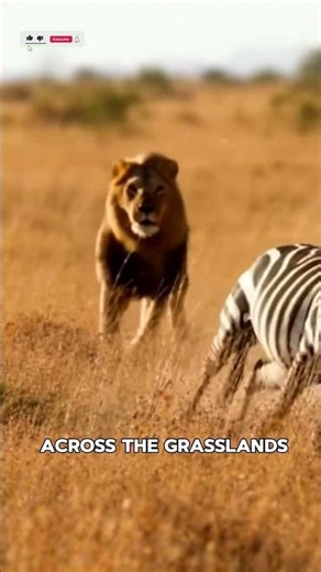 Lion Chases Zebra—Who Wins This Race? #hunting #wildlife #savanna