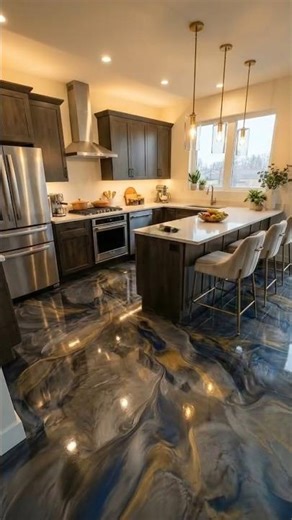 Amazing Epoxy Kitchen Floor Makeover | Satisfying Transformation #Epoxy Kitchen #@homemakerover05