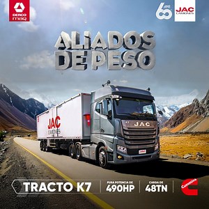 ¡Con capacidad de hasta 48 TN! Transporta todo con los 490HP de potencia del Tracto K7. Disponible en automatico y mecánico. | JAC Camiones