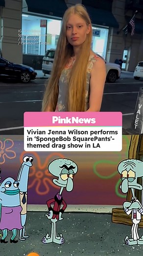 Trans model Vivian Jenna Wilson posted a video of her dancing while painted blue, dressed as Squidward’s ‘frenemy’ Squilliam Fancyson to her social media story with the caption: “God forbid a girl has hobbies 💅” | PinkNews