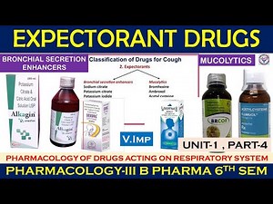 Expectorant & Antitussive Drugs | Part-1 Mechanism and classification | Pharmacology-3 | U-1 L-4