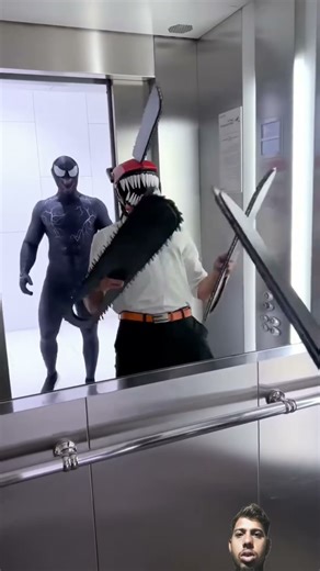chainsaw man Elevator 🛗 prank #viralshort #funny #prankvideo