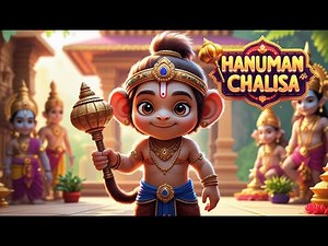 🔴 Hanuman Chalisa Full Song for Kids 2-8 Years | Fun Animated with Lyrics | Easy Learning Version