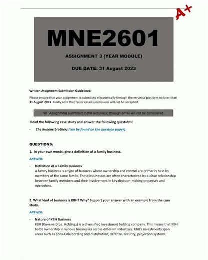 MNE2601 Assignment 3 Answers Due 31 August 2023