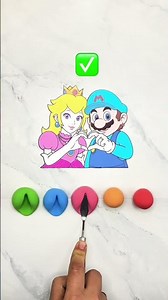 Color Mixing Mario & Peach #supermario #colormixing #paintart #shorts #peach