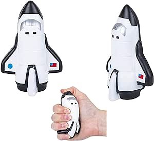 Space Shuttle Foam Stress Ball (4.75") (2 Pack) Slow Rising Squeezy Space Themed Stress Reilef Foam Squeezable Out Space NASA Fidget Toy
