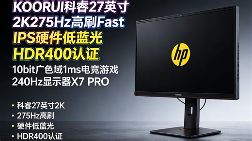 27英寸2K高刷电竞屏，1ms疾速响应，240Hz刷新率 HDR400，真10bit广色域，硬核配置全拉满，这屏到底有多猛？