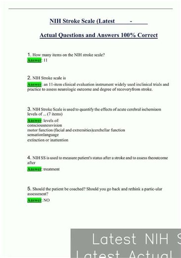 Latest NIH Stroke Scale Latest Actual Questions and Answers 100 Correct video