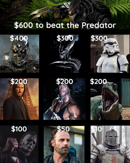 It's the jungle hunter predator specifically! #vs #battle #fight #battle #fictionalfight #foryou #foryoupage #fyp #ultimate_battles #vsbattle #debate #youchoose #youdecide #chooseone #tournament #terminator #xenomorph #alien #predator #starwars #stormtrooper #johnwick #rambo #jurassicpark #jurassicworld #raptor #dinosaur #knight #mikeehrmantraut #michaelmyers #breakingbad