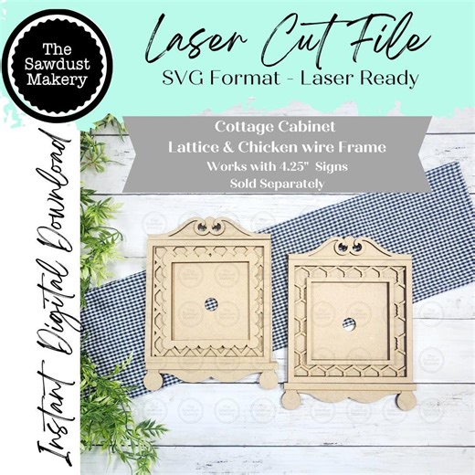 Cottage Cabinet Sign Frame Bundle SVG | Home Decor SVG | Laser Cut File | 4.25" X 4.25" Sign Frame Holder | Interchangeable Shelf Sitter - Etsy