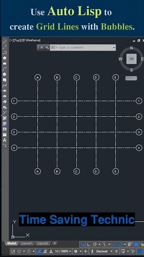AutoCAD Lisp for Grids | #lisp #autolisp #autocad #architecture