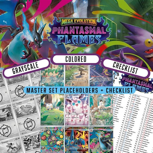 Pokémon Phantasmal Flames Master Set Binder Placeholders   Checklist | Printable PDF | Reverse Holo & Base Set - Colored / Grayscale - Etsy