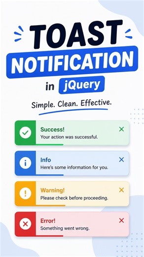Toast Notification in jQuery | Replace Alert Box #coding #shorts