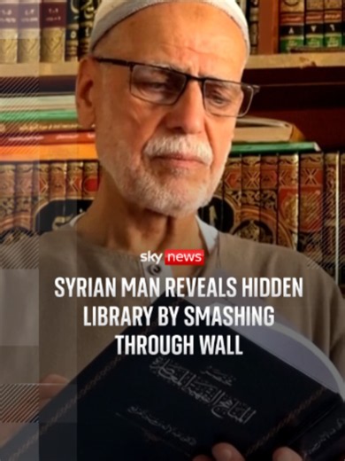 An elderly Syrian man has uncovered hundreds of his books he had concealed for 15 years behind a wall in his home, preserving them through years of civil war. The library is primarily a private collection, but Alwan said he is willing to share the books with anyone who needs them. #syria #library #books #syrianwar