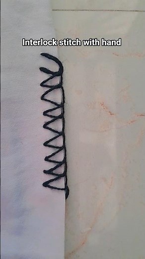 how to interlock with hand 🪡#sewingtutorial #sewinghacks #sewingtips #shorts #diy#costura #sewing