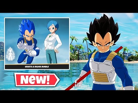 New VEGETA & BULMA Bundle Gameplay in Fortnite || VEGETA'S CHARGING UP Emote