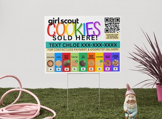 Instant Download Girl Template Scout Cookie PRINTABLE Yard Sign QR Code, 2025 Cookie Sale, Printable Sign Editable With Canva, - Etsy