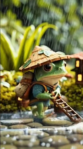 “Tiny Frogs Survive Exploding Rain in a Leaf Village 🐸🌧️ (Miniature World)”