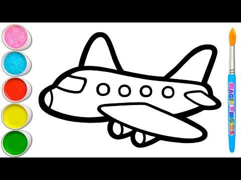 ✈️ Toy Airplane Drawing, Painting, Coloring for Kids, Toddlers | Easy Gouache Painting #424