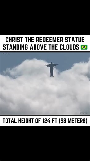 Pedro Silva on Instagram: "Christ the Redeemer statue standing above the clouds in 🇧🇷 Total height of 124 ft (38 meters)"