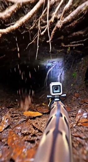 Juvenile Amethystine Python POV: Micro Camera Explores Humid Jungle Root Burrows