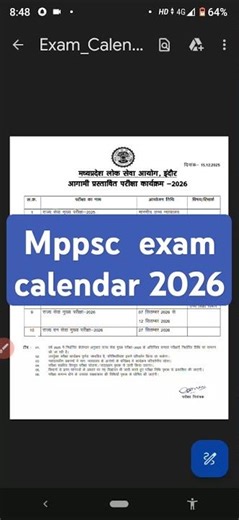 mppsc exam calendar 2026/mppsc examination sambhavit date 2026/#shorts/#ram edu point